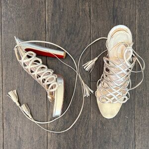 Christian Louboutin Gold Lace-Up Heels